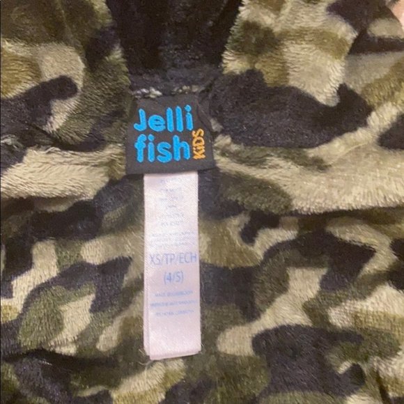 Jelli Fish Kids Boys Army Print Dinosaur Hooded Flannel Onesie Pyjama Size 4-5 - Picture 2 of 4